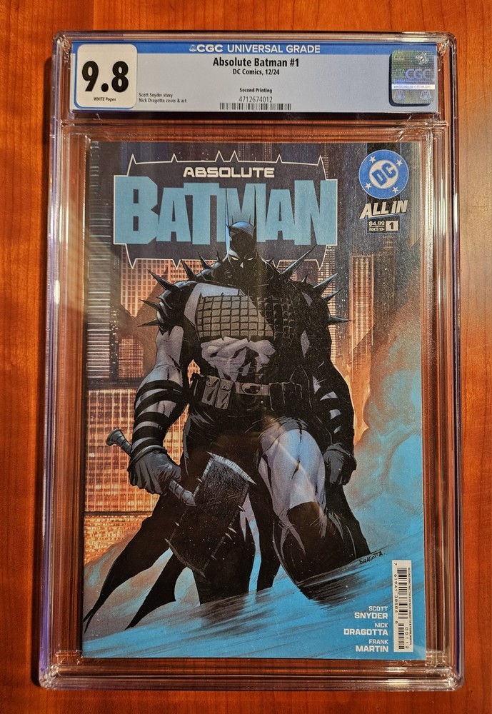 Absolute Batman #1, 2nd Printing,  CGC 9.8, White Pages, 🔥 🔑,  Dragotta