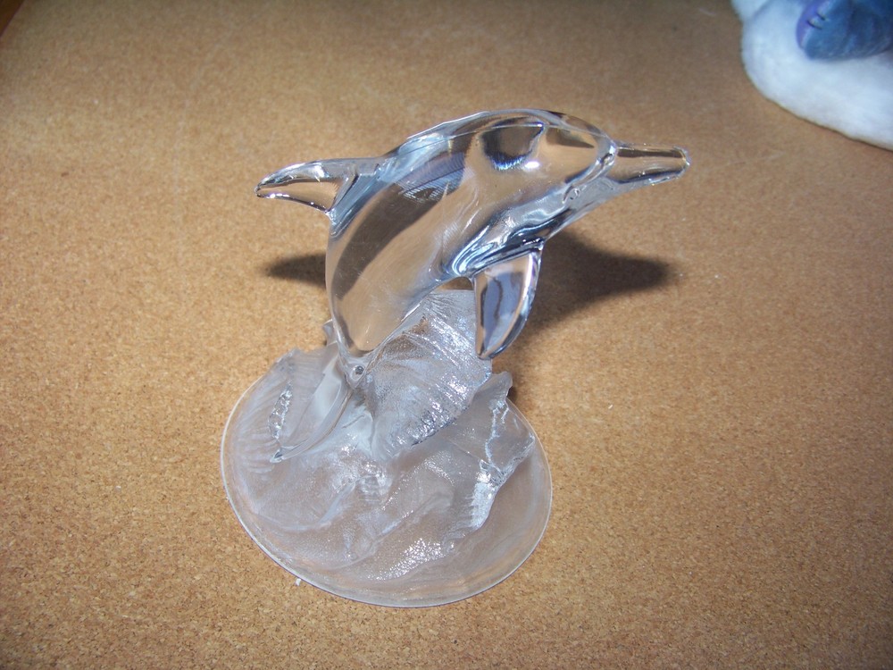 Dolphin jumping from the waves glass figure figurine statue