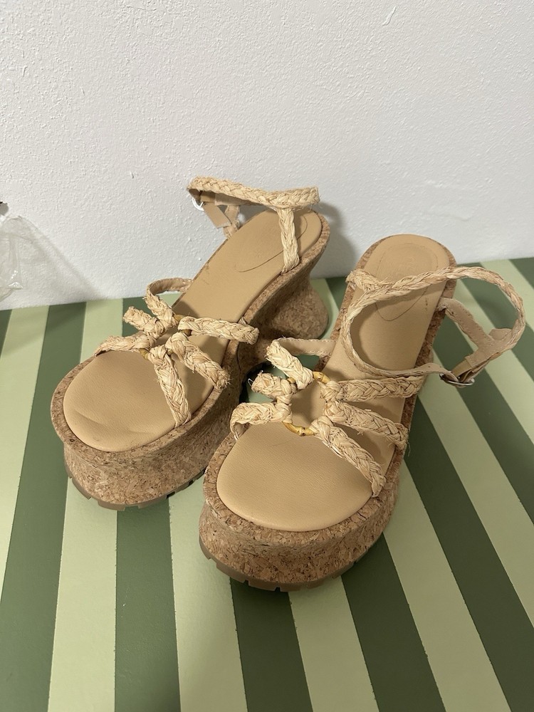 Delias Dolls Kill Raffia Strappy Platform Sandals Size 10