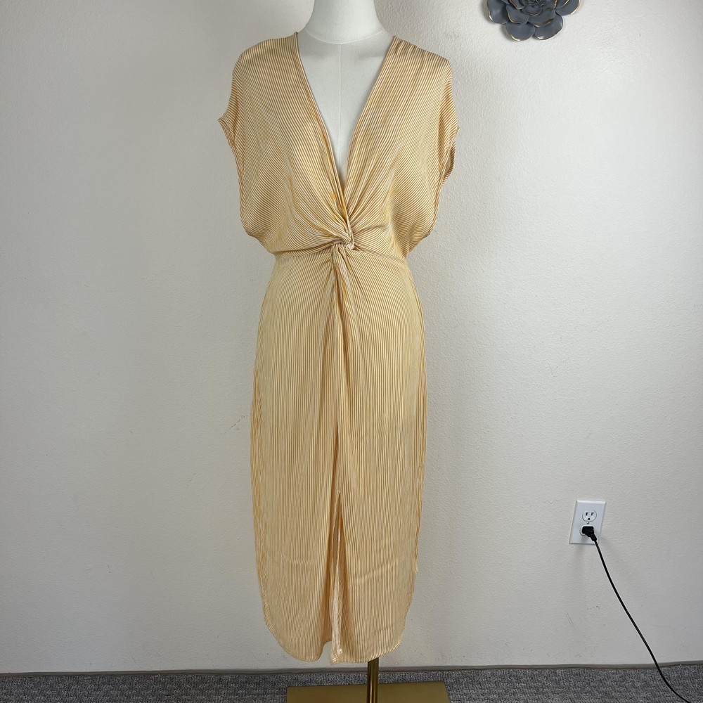 Urban Outfitters Midi Dress Womens Medium Yellow Striped Boho Beach USA Made