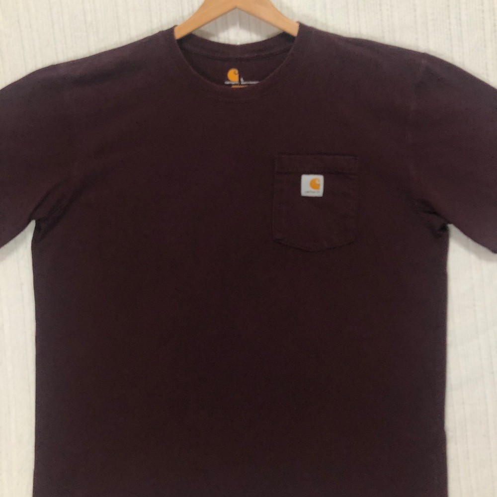 Carhartt Pocket T-Shirt Short Sleeve Casual Workwear Top Burgundy Men's Size L