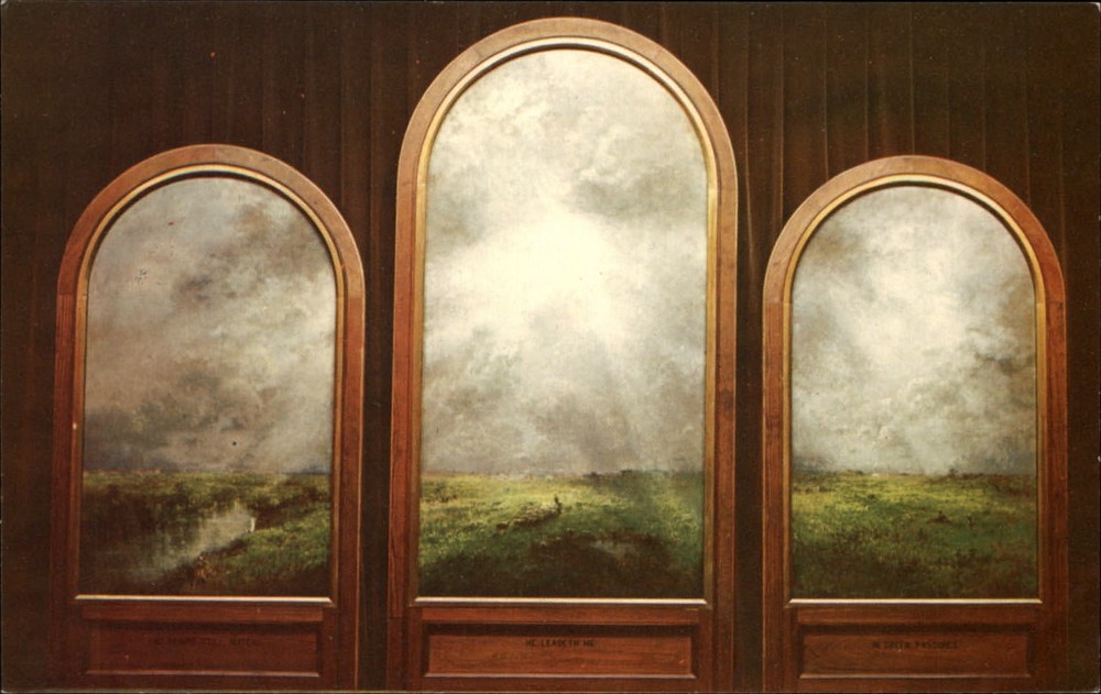 Twenty-Third Psalm Triptych ~ Universalist Church Tarpon Springs FL postcard