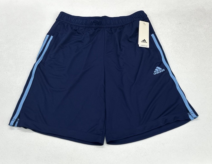 Adidas Men's 3 Stripe Shorts, Navy/Blue, Size M