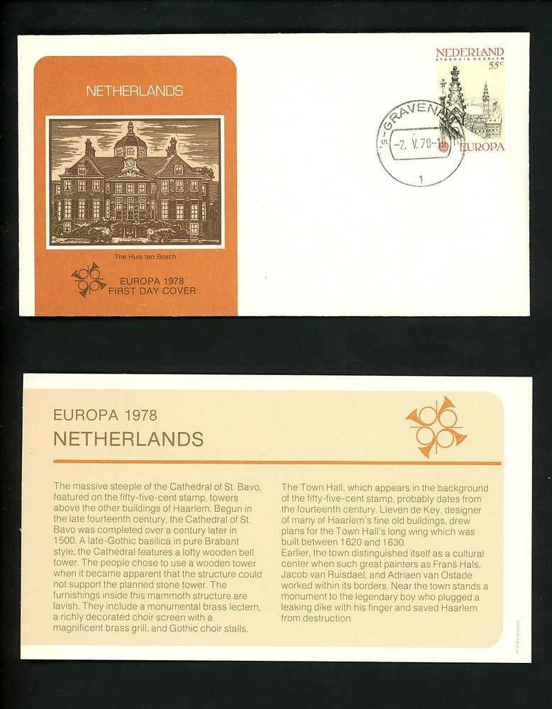 Postal History Netherlands FDC #577 Europa Harlem City Hall music 1978