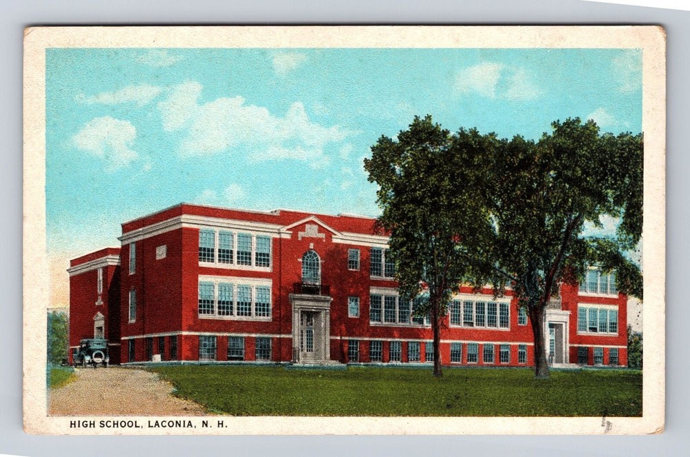 Laconia NH-New Hampshire, High School, Antique Vintage Souvenir Postcard