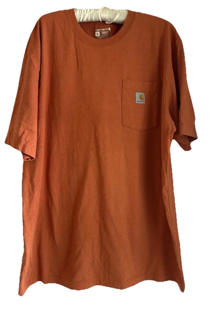 Carhartt Pocket T Shirt XL Loose Fit Orange Short Sleeve Workwear Tee