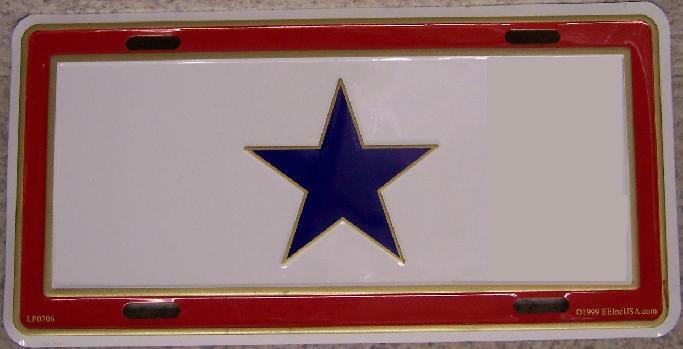 Aluminum Military License Plate Blue Star Mother NEW raised edge