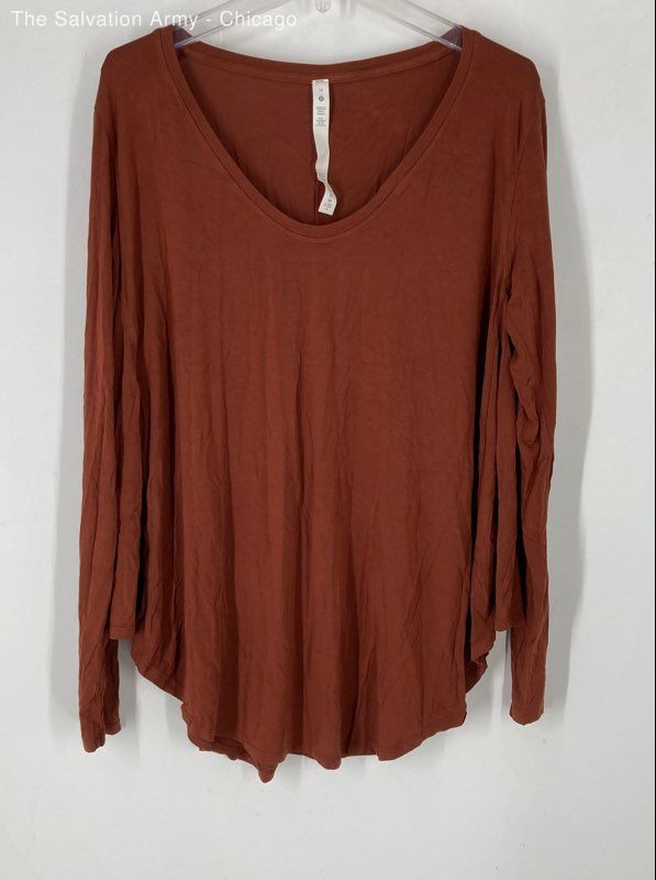 Lululemon Womens Brown V-Neck Long Sleeve Pullover Blouse Top Size 10