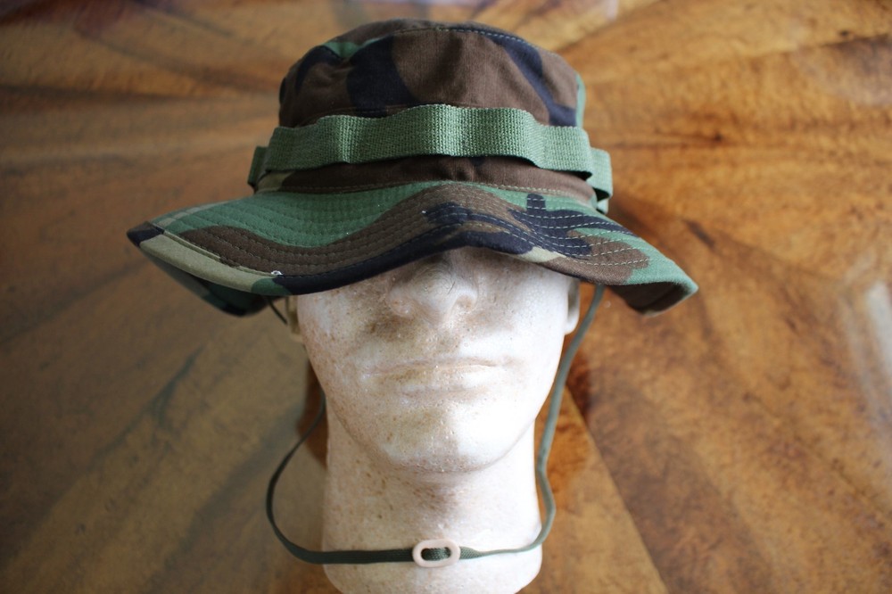 USAF Air Force Woodland BDU Ripstop Camo Boonie Cap Size 7.25 Combat Hat