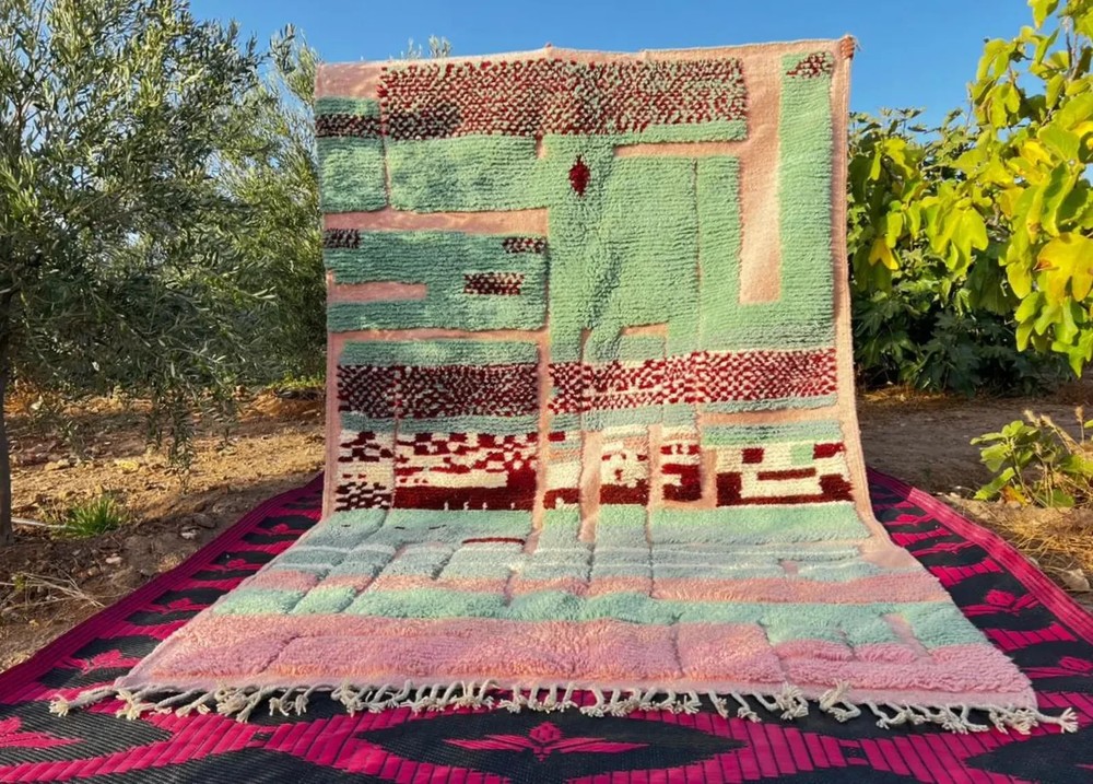 New Design Moroccan Beni Ourain Berber Wool Rug Color Multi Handmade Carpet Rug