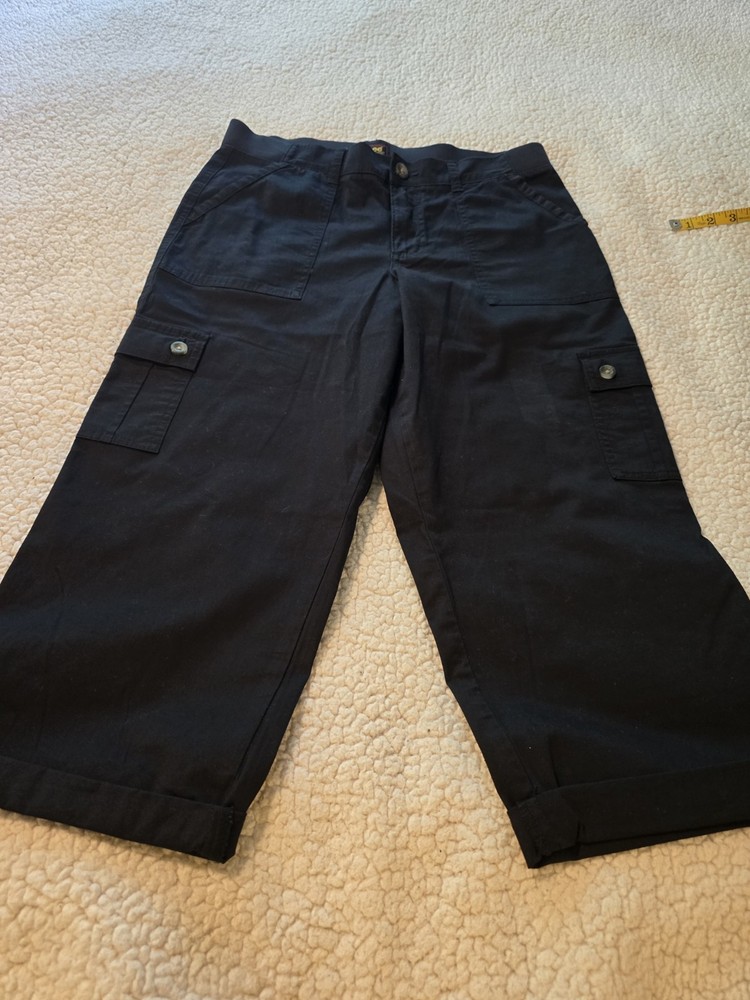 Womens Sz 8 Lee Cargo Capri Pants Black Nwots