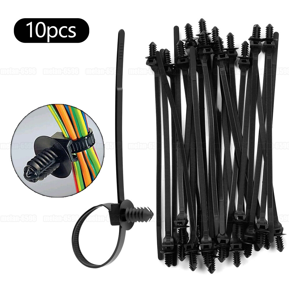 10pcs Black Self-Locking Nylon Zip Ties for Wires & Cables