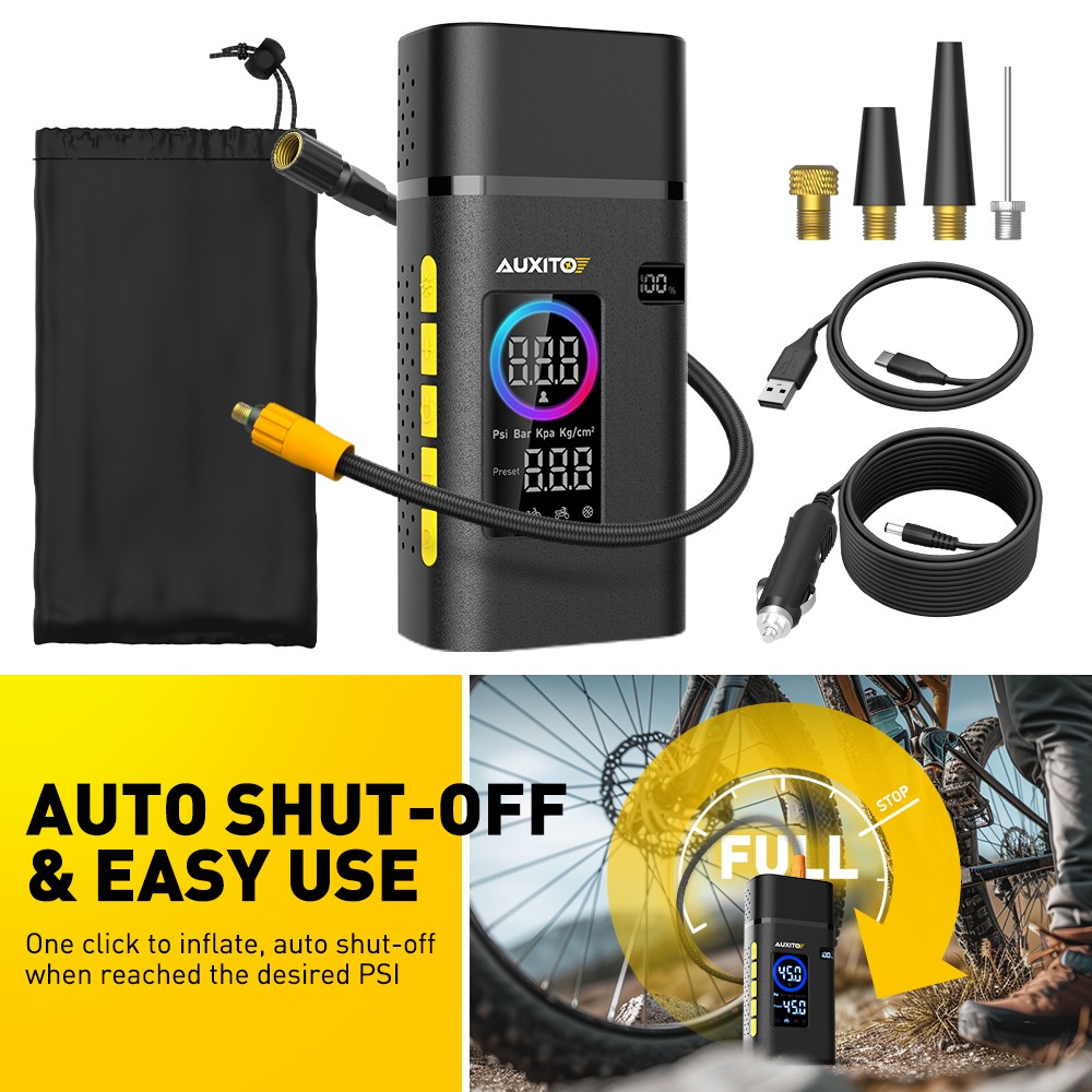 Air Pump for Car Tires 150 Psi Portable Tire Inflator w/ Digital Pressure Gauge