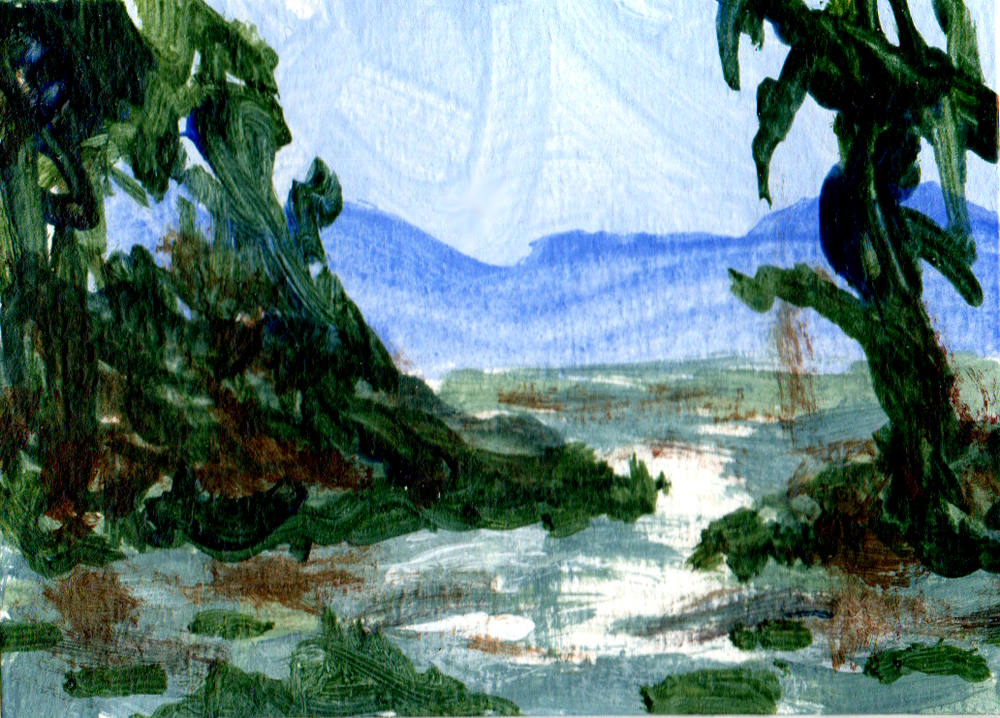 16th Century Miniature Landscape ACEO Original Painting OOAK