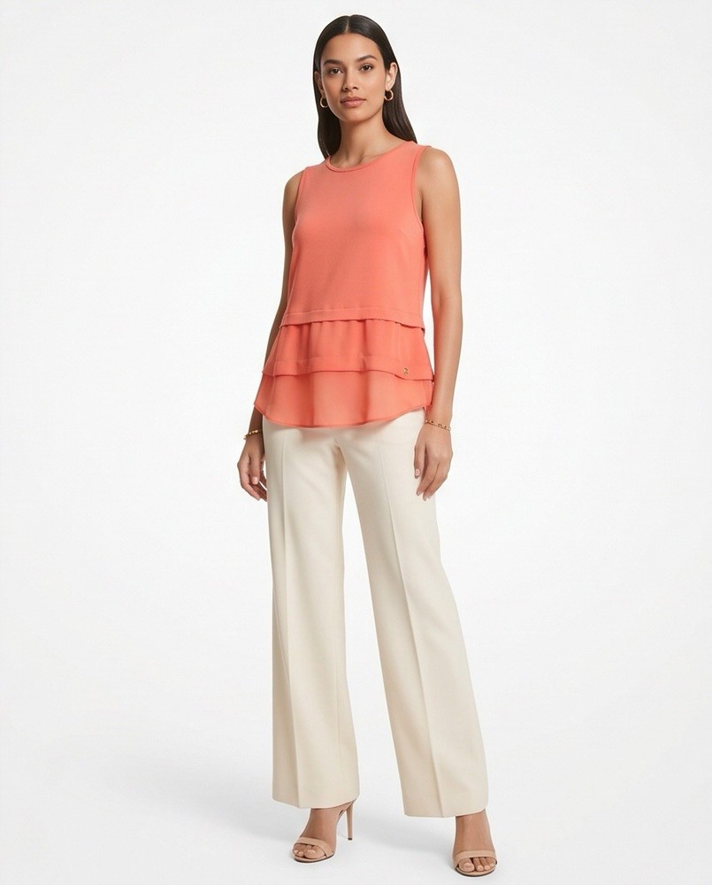 Michael Kors Coral Layered Sleeveless Blouse Women’s Top Size M