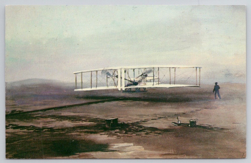 Vintage Wright Brothers First Flight Postcard Kill Devil Hills NC 1903 Aviation