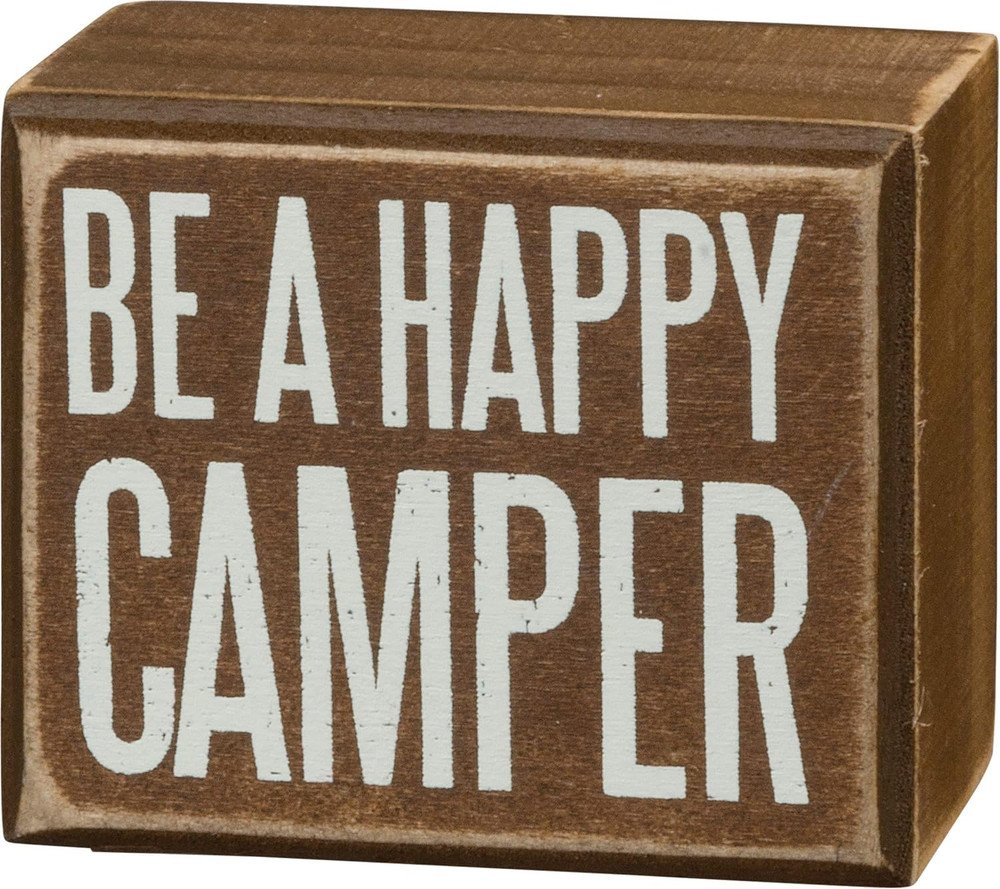 Rustic Brown Box Sign, Happy Camper