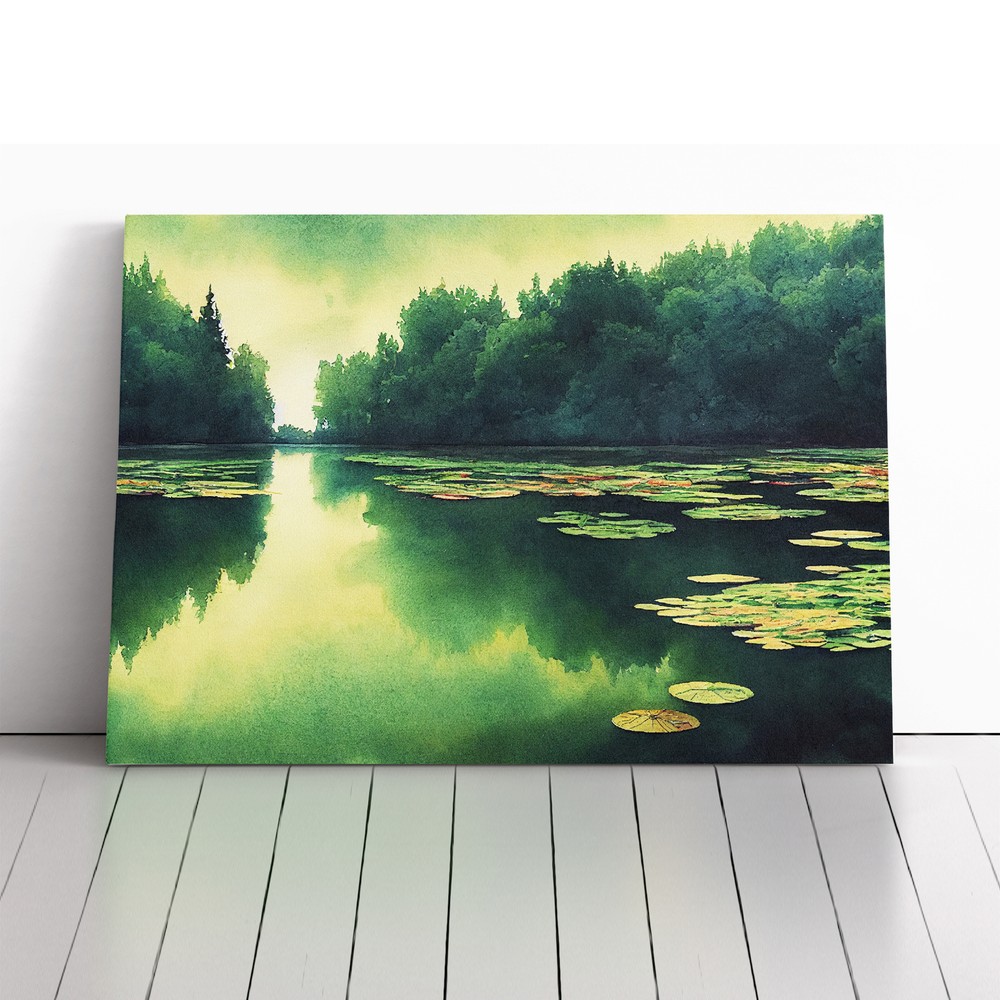 Watercolour Pond Vol.1 Canvas Wall Art Print Framed Picture Decor Living Room