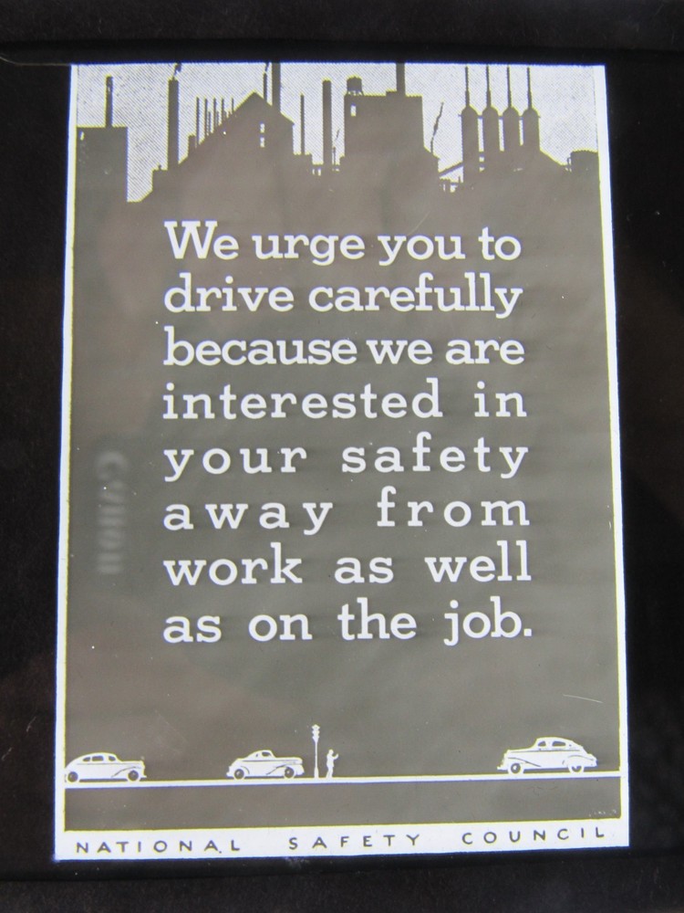 Antique CAR SAFETY Illustrated MAGIC LANTERN SLIDE We Urge You To Drive Carefull