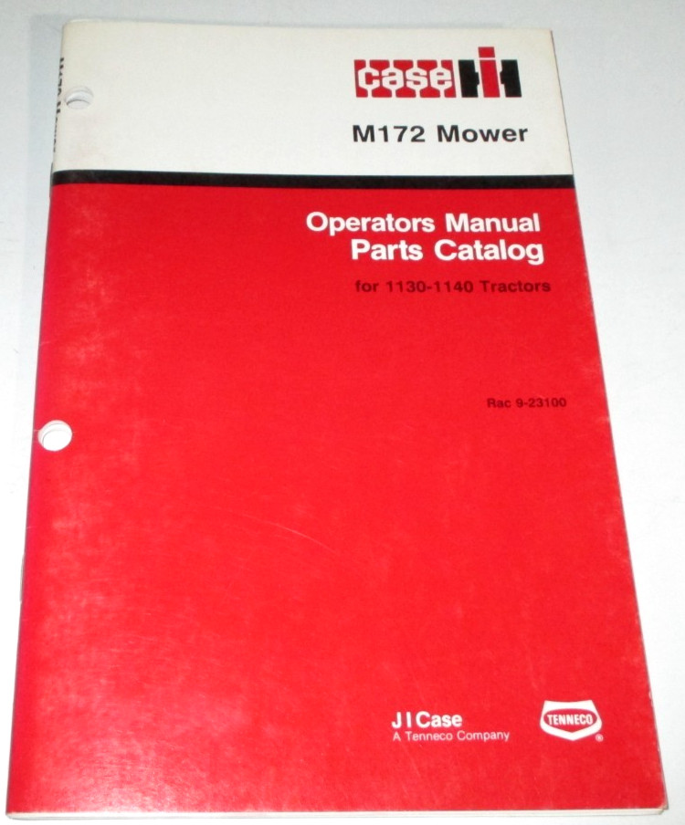 Case IH M172 Mower Operators/Parts Manual ORIGINAL! (fits 1130 1140 tractors)