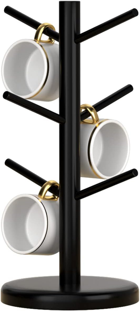 Coffee Mug Holder Tree,Coffee Bar Organizer,Coffee Cup Holder with 6 Hooks,Wood