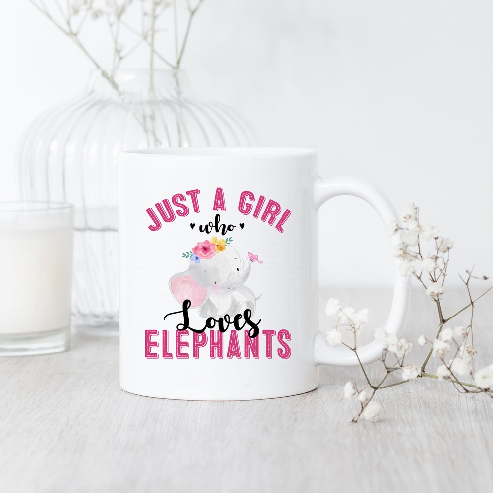Elephants A Girl Loves Mug Elephant Mug Elephant Gift Elephant Lover Mug Cute