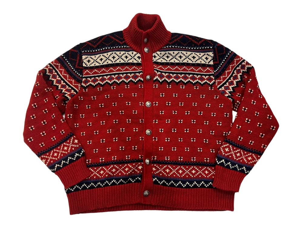 Vintage Men’s Ralph Lauren Polo Buffalo Nickle Size XL Cardigan Unisex Ski Style