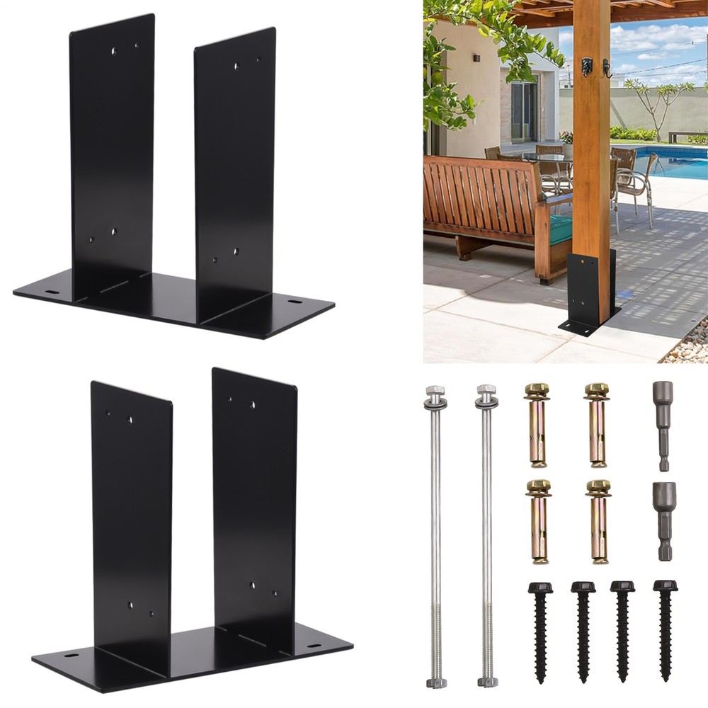 2 Pack 6x6 Post Base Brackets Heavy Duty Wood Post Fence Post Anchor