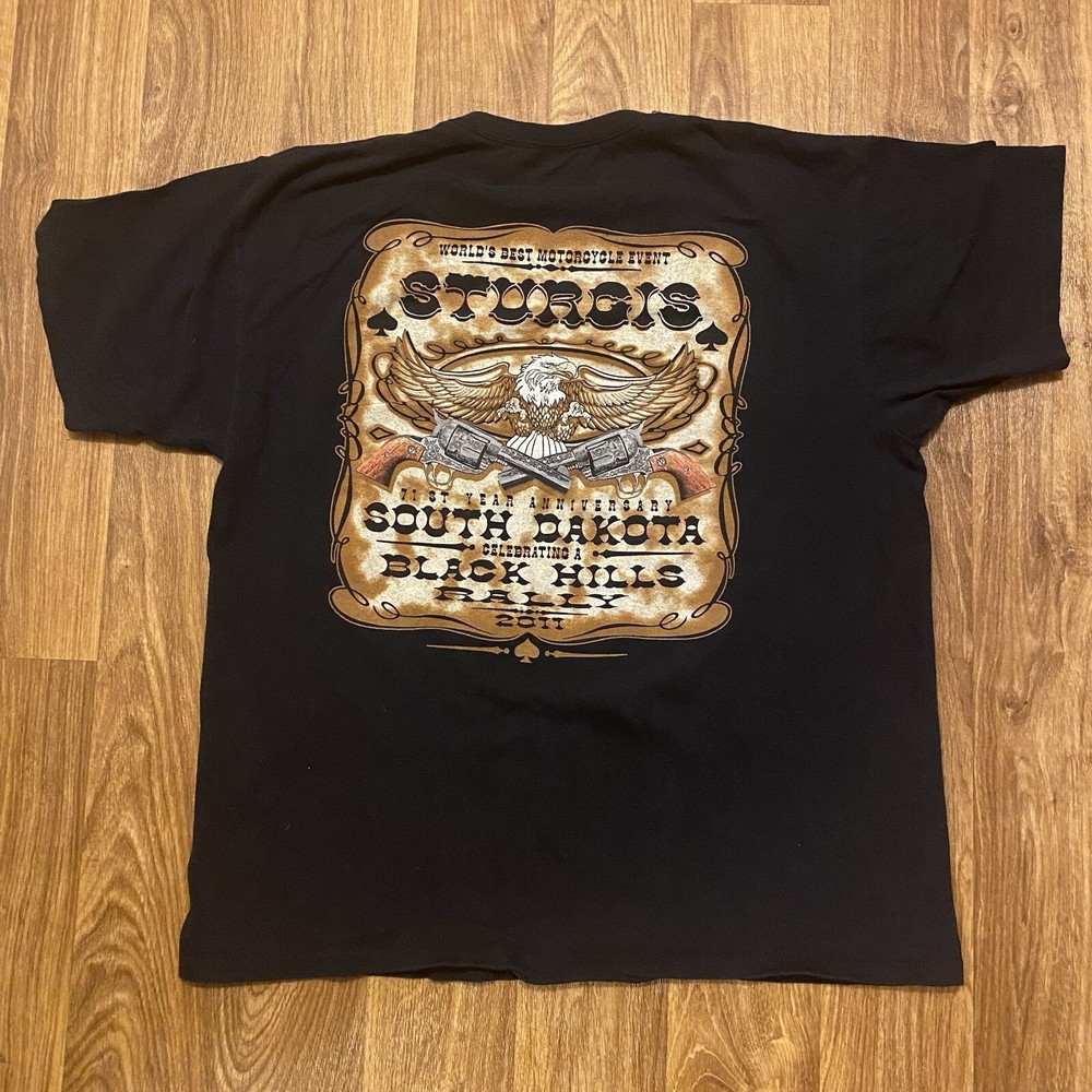 Sturgis Rally Shirt Men XL Black South Dakota Hills Motorcycle 2011