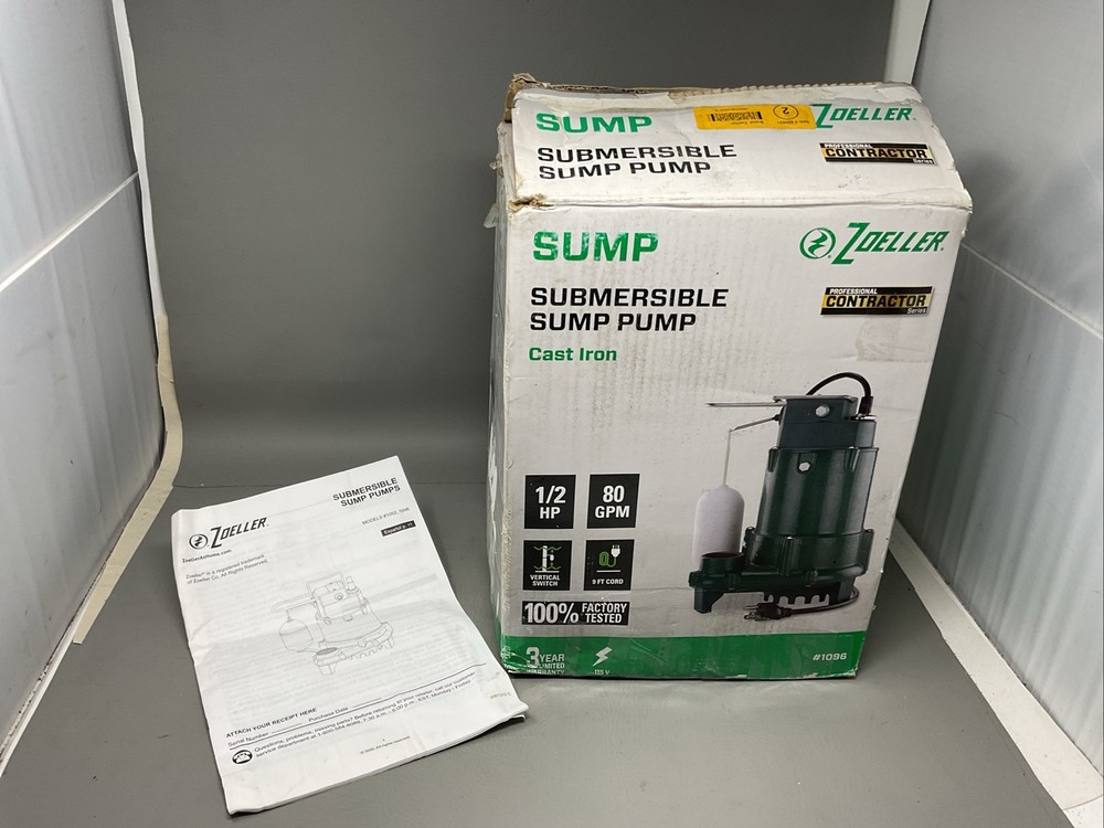 Zoeller 1/2 HP 4800 GPH Cast Iron Submersible Sump Pump with Vertical Float