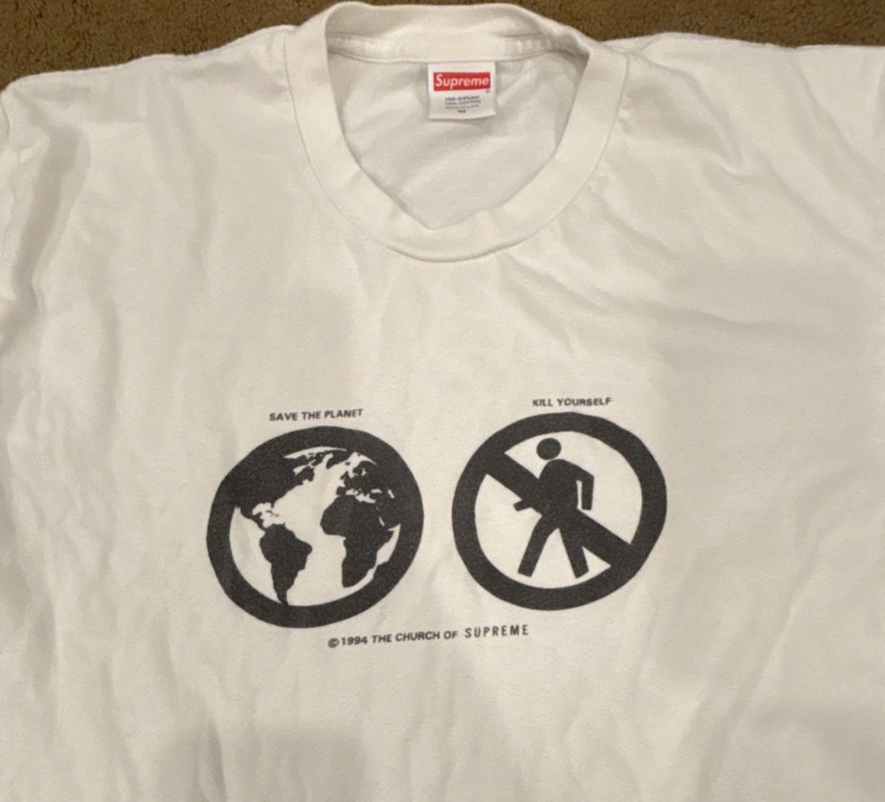 Supreme Men’s White Save the planet Graphic Logo T-Shirt M