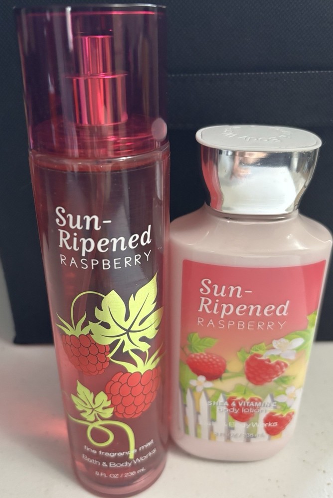 Bath & Body Works Sun Ripened Raspberry Shower Gel & Body Lotion Full Size 8oz