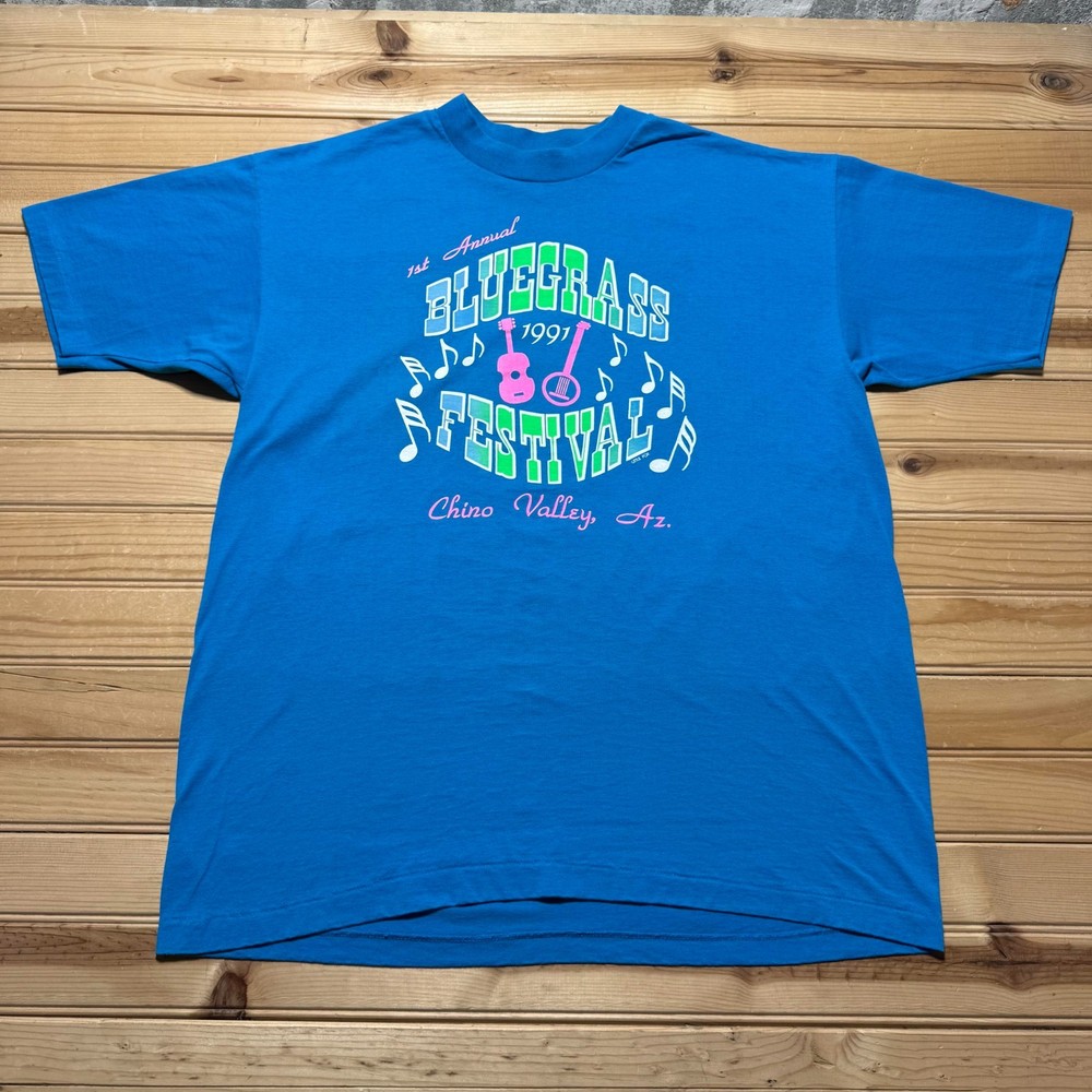 Vintage 1991 1st Annual Bluegrass Festival Chino Valley Arizona T-Shirt USA - XL