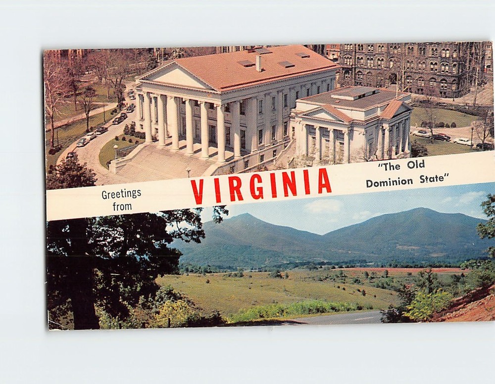 Postcard State Capitol & Peaks of Otter Greetings from Virginia USA