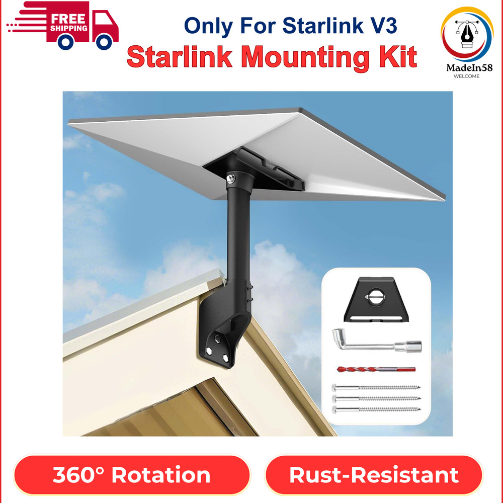 Starlink Gen 3 Mount, 360° Adjustable Starlink Short Wall Mount For V3 Starlink