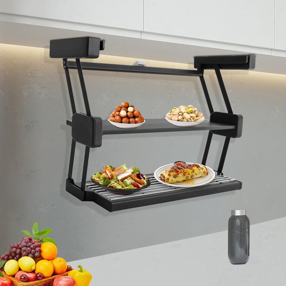 2 Layers Pull Down Storage Rack Spice Rack Kitchen Under Cabinet Organizer Stand