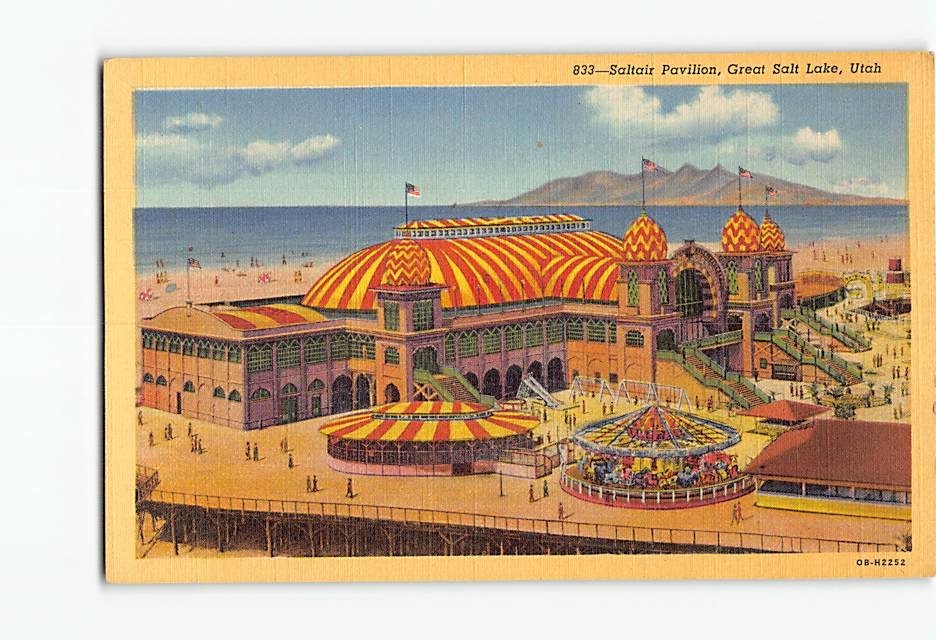 Postcard Saltair Pavilion Great Salt Lake Utah USA