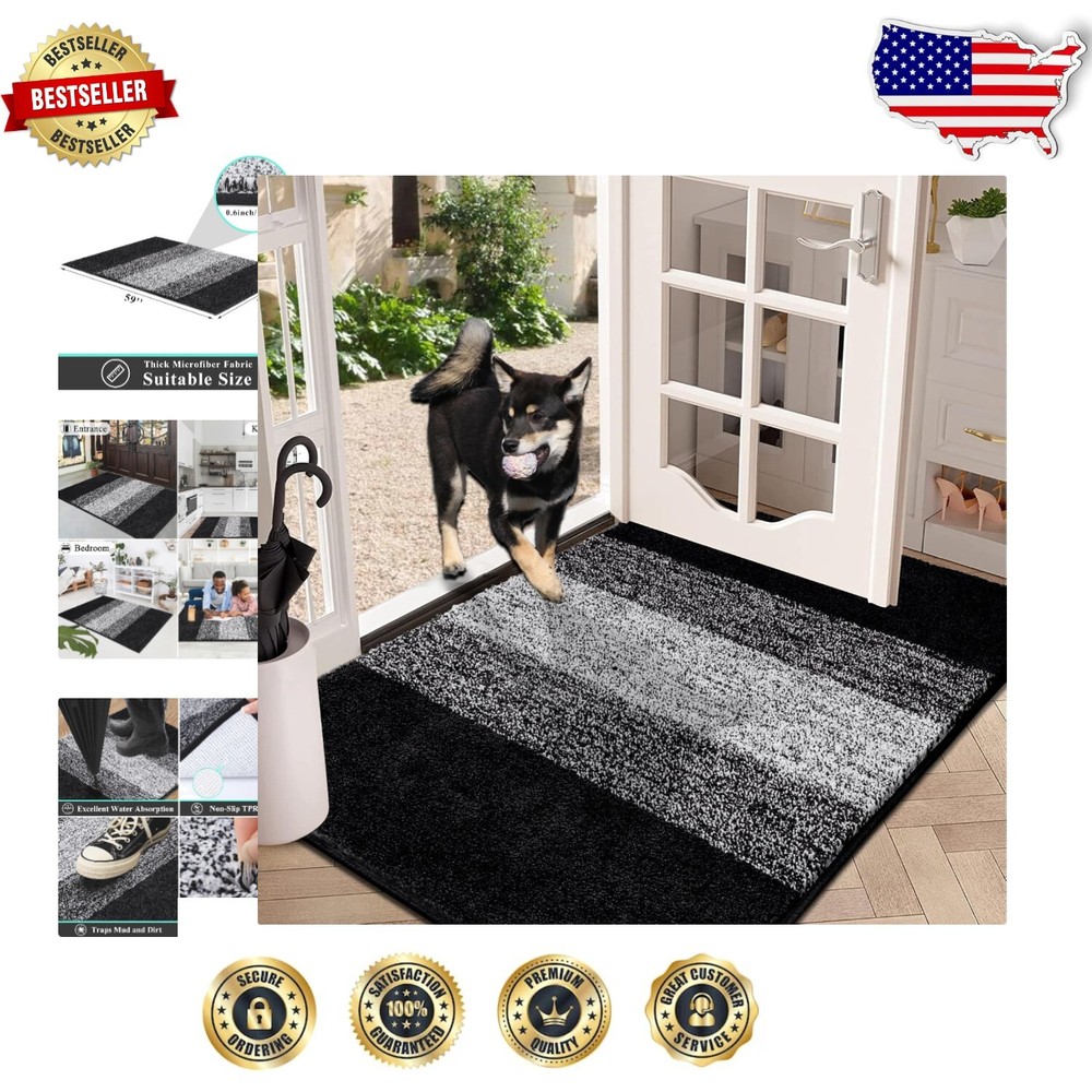 Stylish Non-Slip Absorbent Indoor Doormat 36''x59'' - Perfect for Entryway