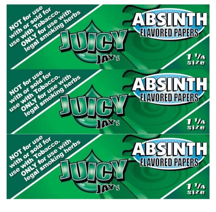 3-Pack Juicy Jay’s Absinth 1 1/4 Rolling Papers with Free USA Shipping-image