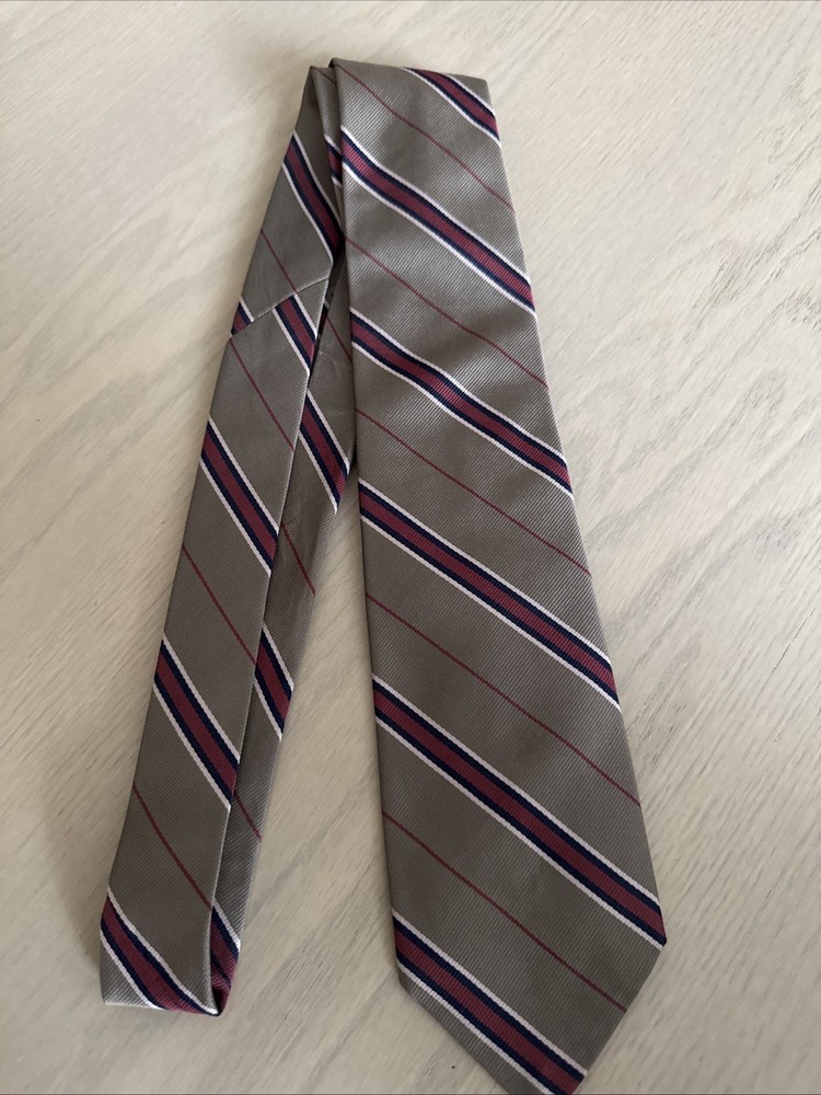Brooks Brothers Men's Silk Brown Red Pink  Striped Tie Made In USA  3.25x56