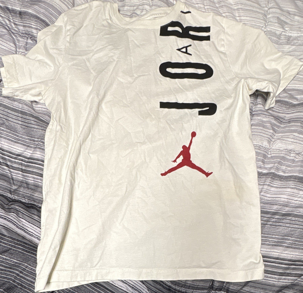 Jordan Graphic Logo White Cotton Crew Neck Short Sleeve Men's T-Shirt Size L