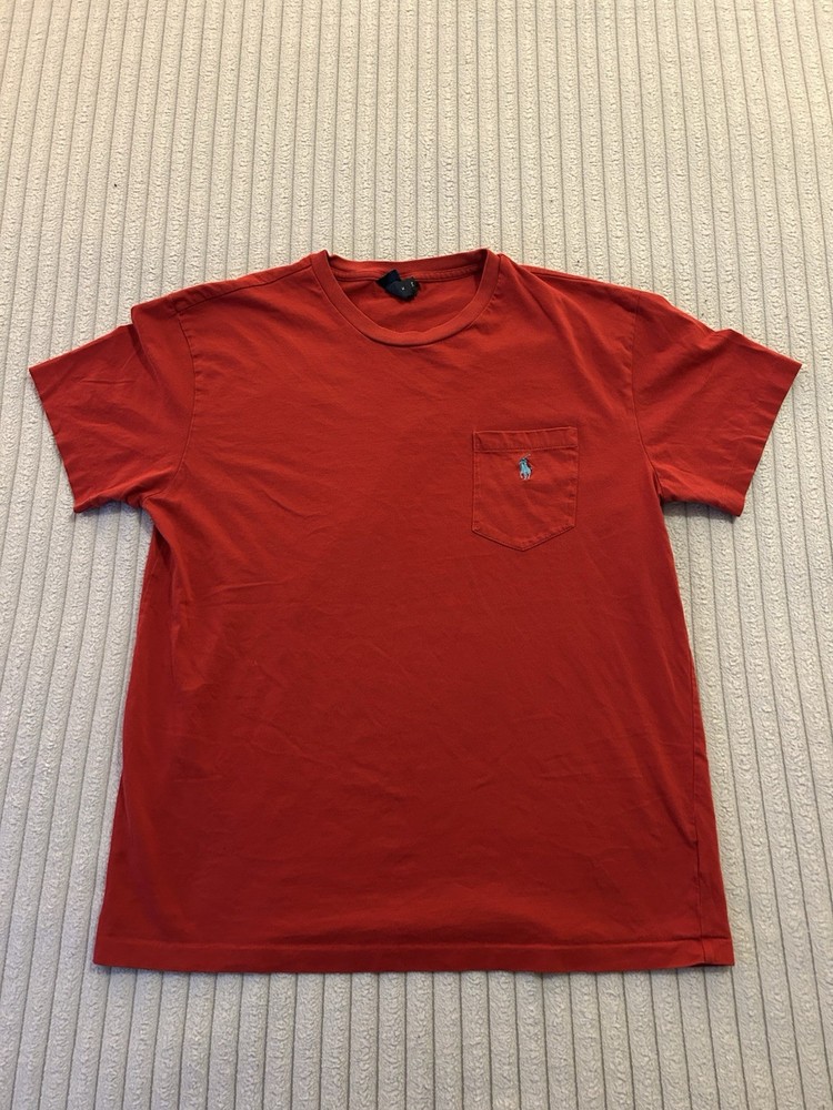 Polo Ralph Lauren Men's Red Short Sleeve Pocket T-Shirt, Size M, Single Stitch