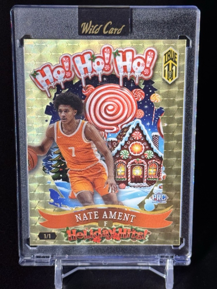 Nate Ament True 1/1 Gold Vinyl Christmas Ho Ho Ho! 2025 Wild Card Holiday Hits