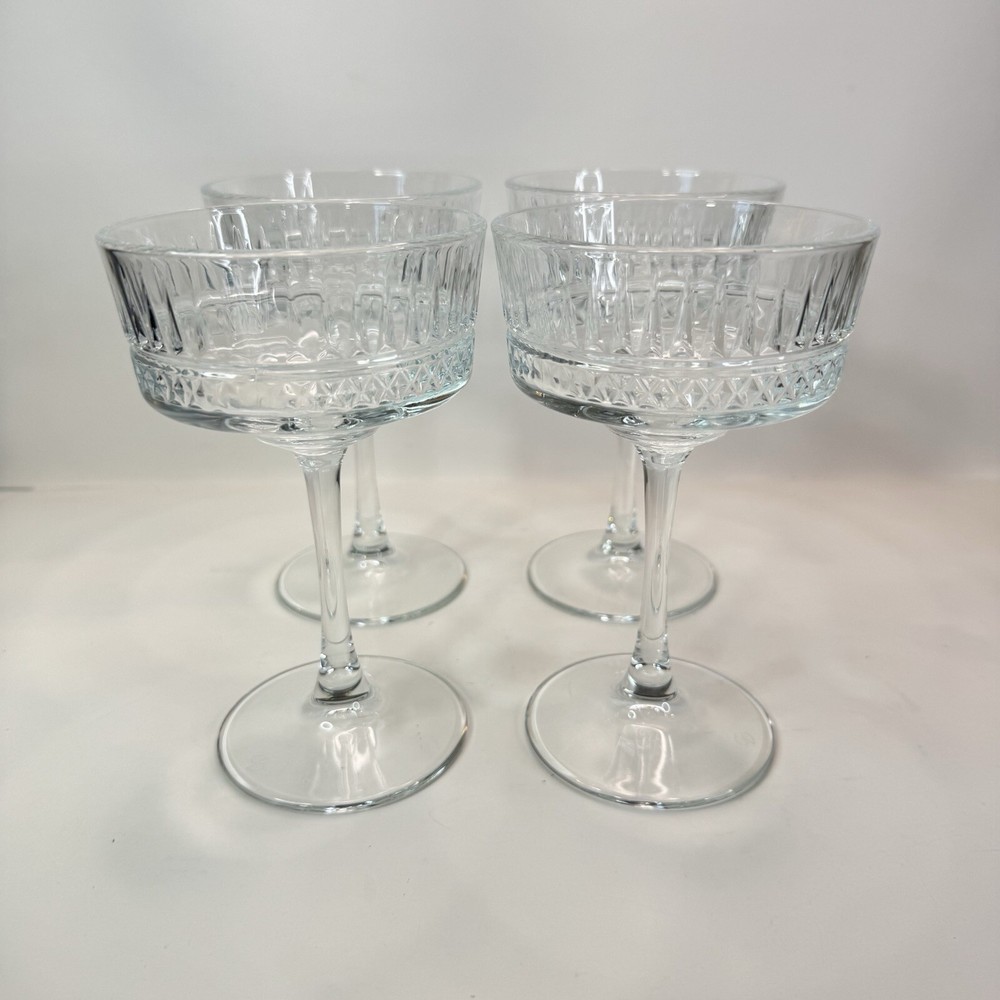 Elegant Pasabache Elysia Champagne Coupe Glass Set of 4 Cut Crystal
