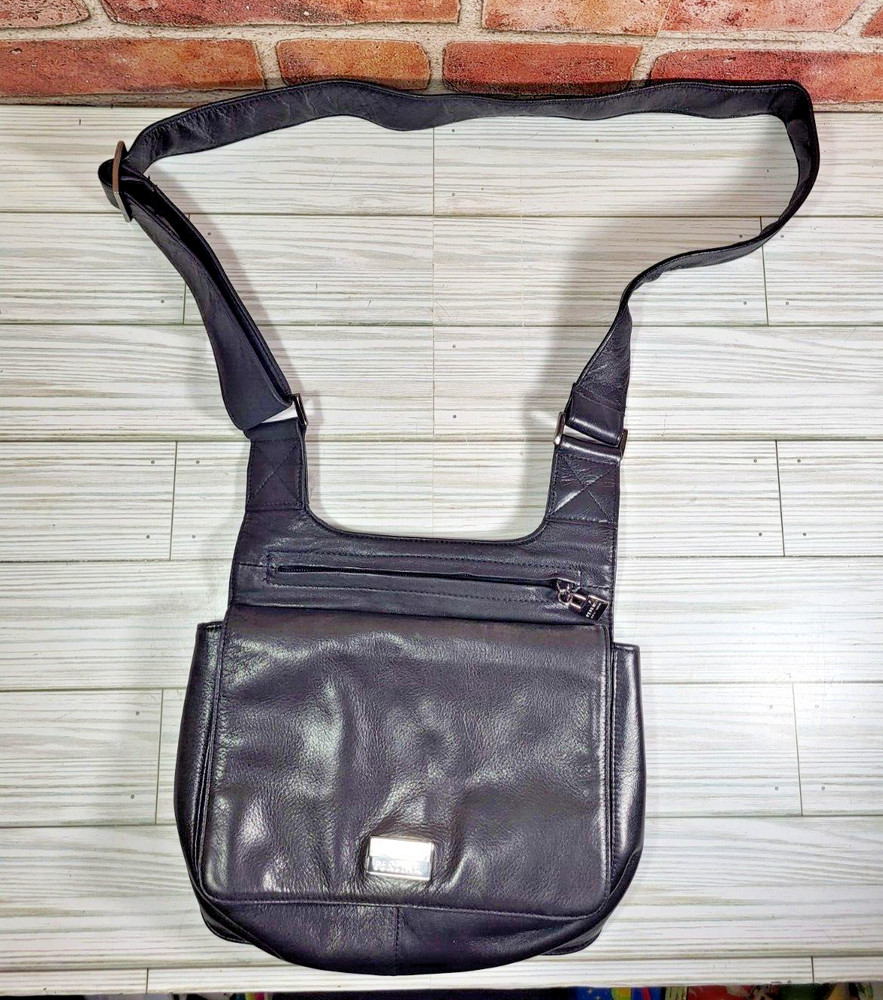Perlina Bag Crossbody Shoulder Handbag Tote Purse Satchel Black Leather