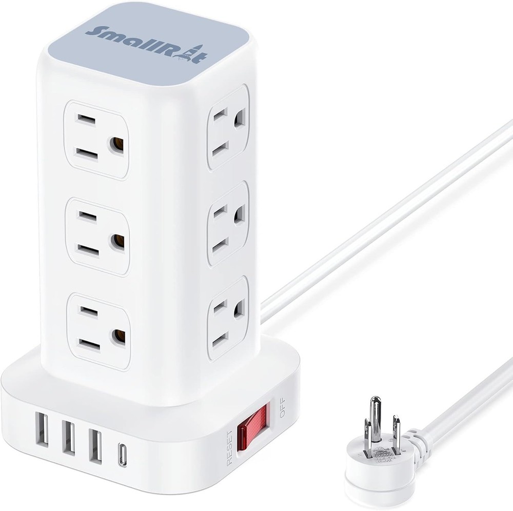 Tower Surge Protector Power Strip with 12 Outlets 4 USB (1 USB C), 6.5Feet Ex...