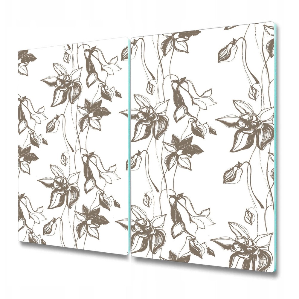 Glass Induction Cover grey Flowers spring pastel floral blossom mystic 2x30x52