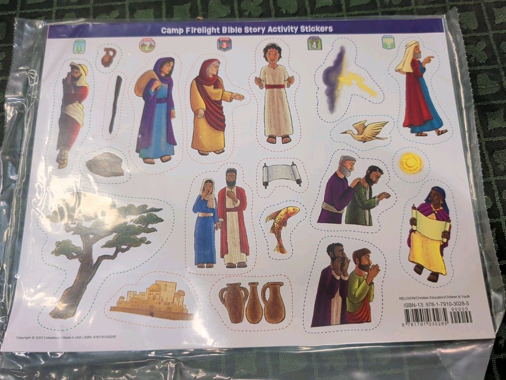Camp Firelight VBS Bible Story Activity Stickers (12 Sheets) for Student Books