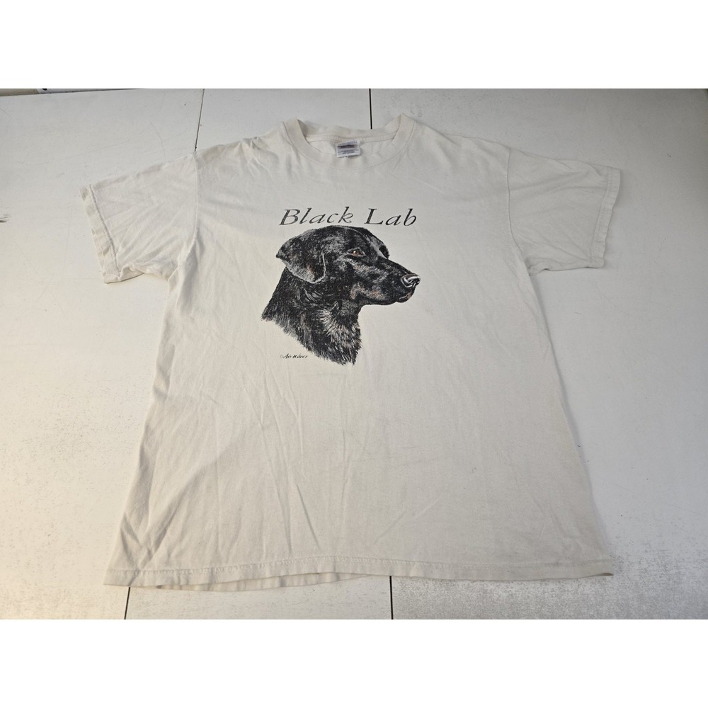 Vintage Single Stitch Black Lab 90s AIr Waves T Shirt Dog Breed USA Large