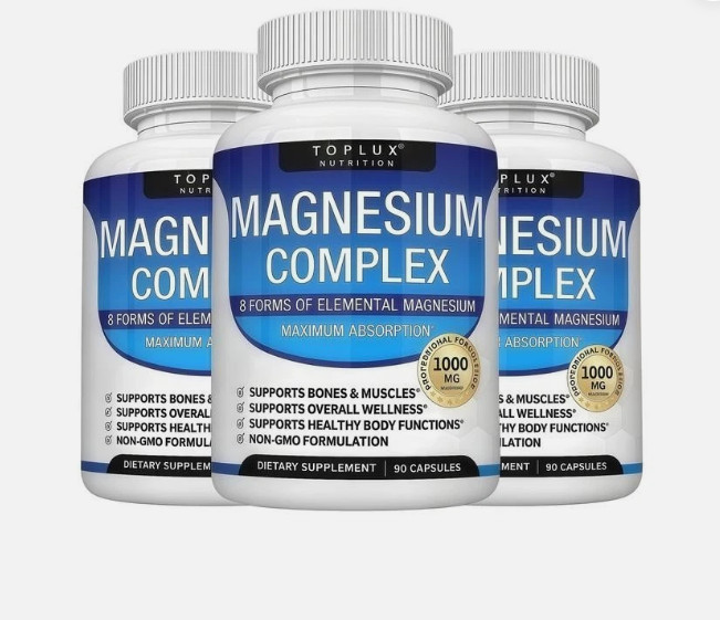 3Pack Toplux Nutrition Magnesium Complex 1000mg Supports 8 Elemental Magnesium